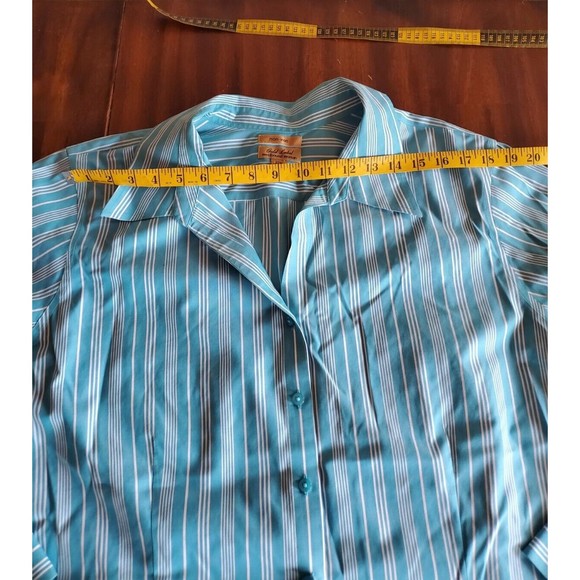 Gold Label Westbound Womens Green Striped Long Sleeve Cotton Button Up Shirt 22W - Picture 4 of 7